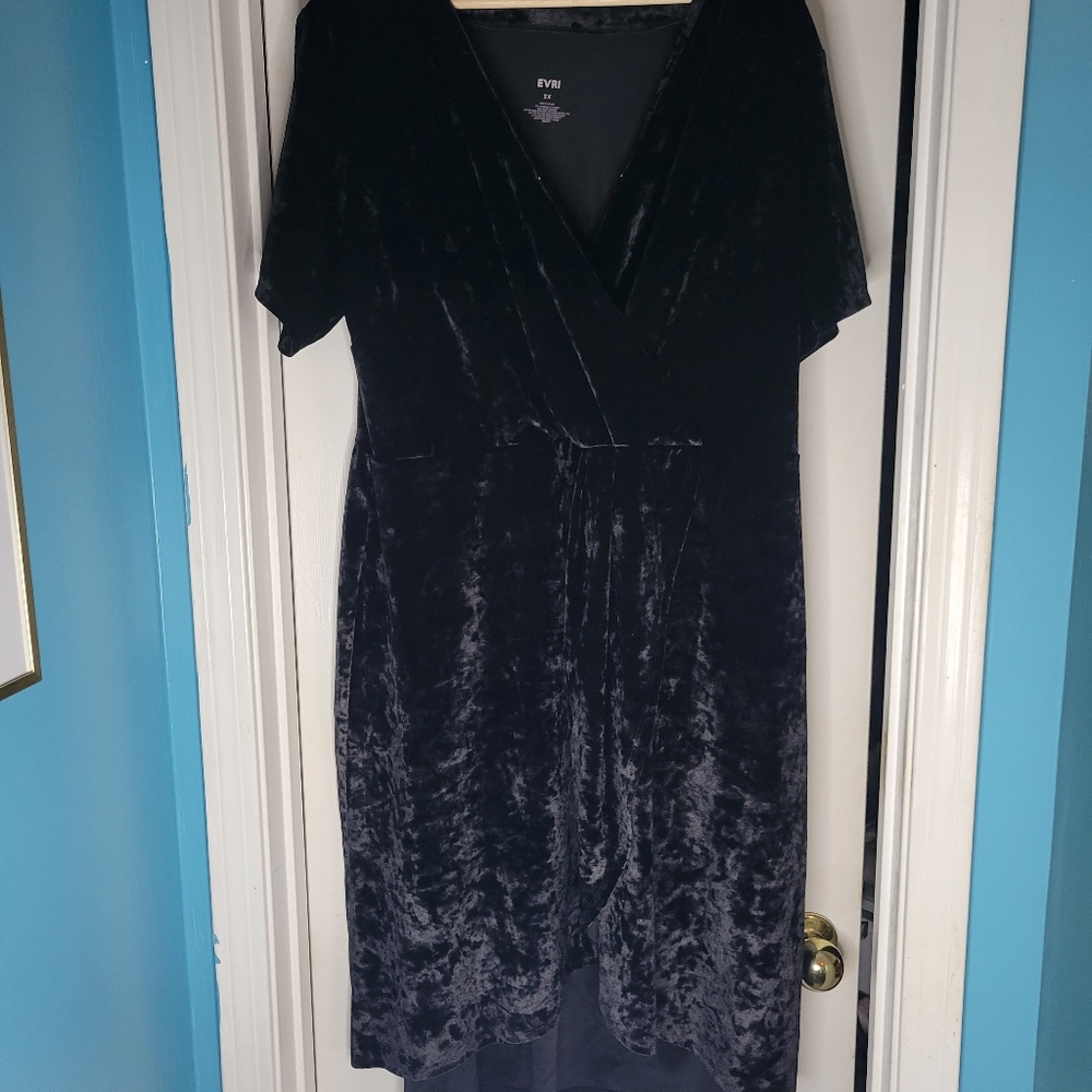 Black Velvet Faux Wrap Dress